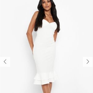 White Flounce Hem Dress